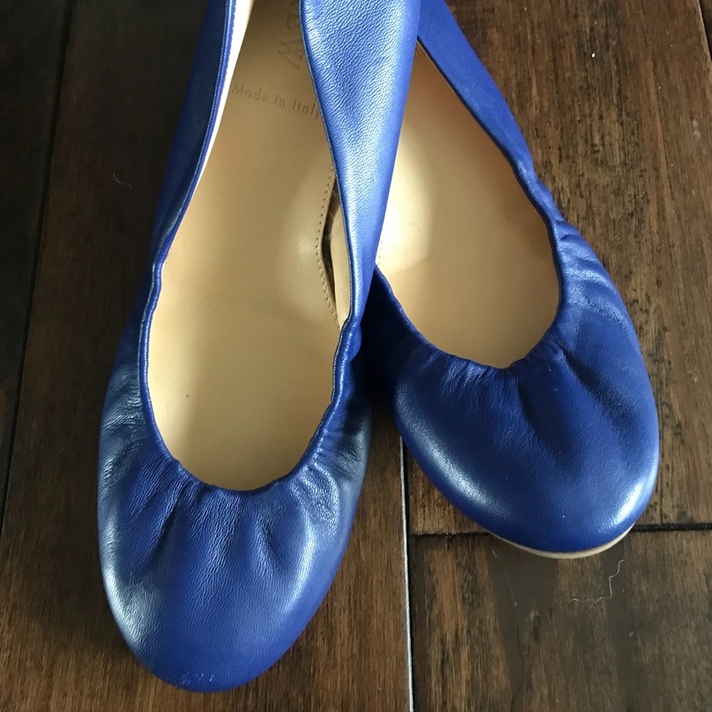 J.Crew Blue Leather Ballet Flats 6.5
